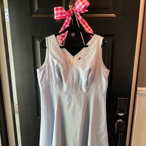 Brooks Brothers V-Neck Seersucker A-line Dress w/ Fitted Bodice Size 16